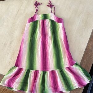 Janie and Jack Pink and Green Striped Dress